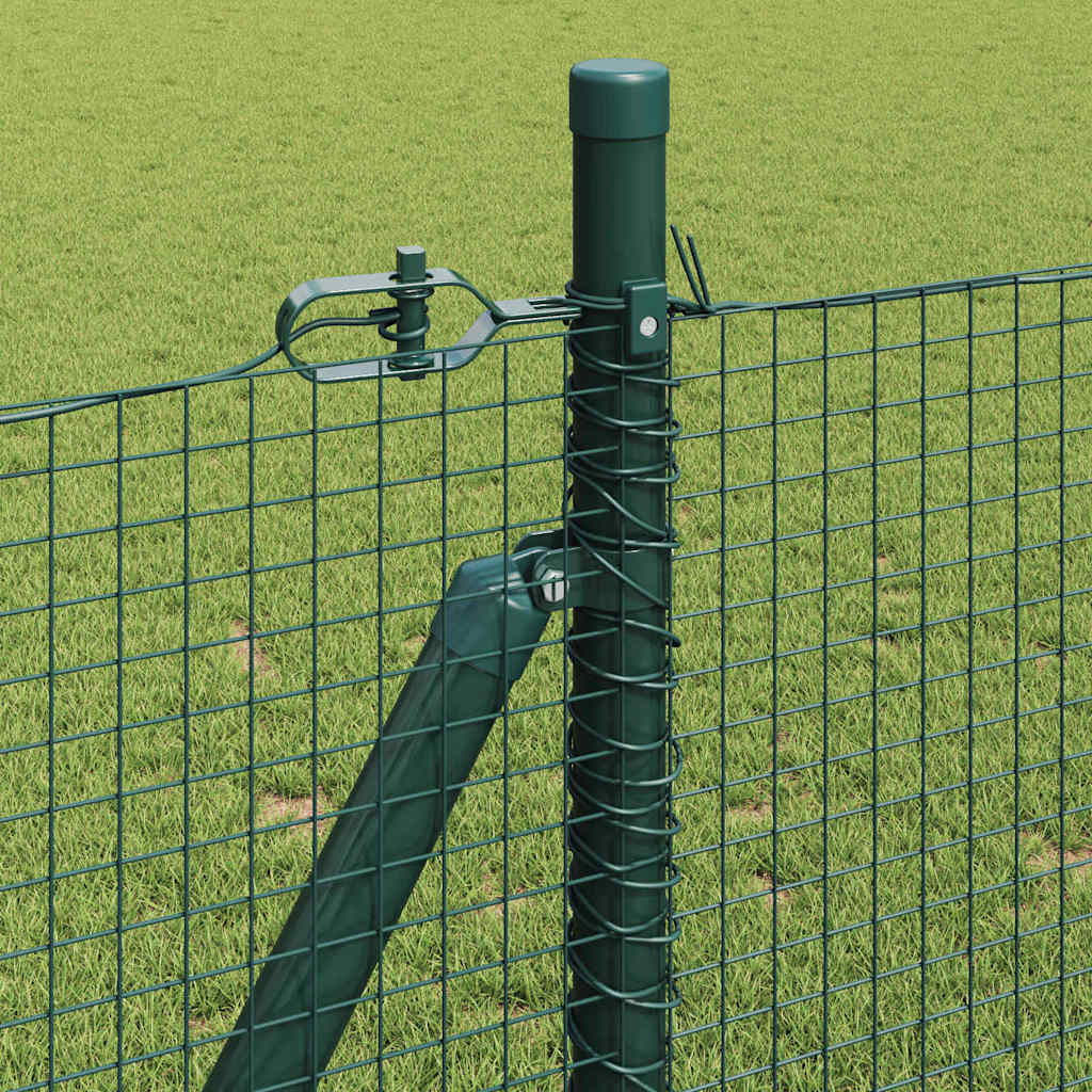 Fence with Posts Green 0.8 x 25 m Steel