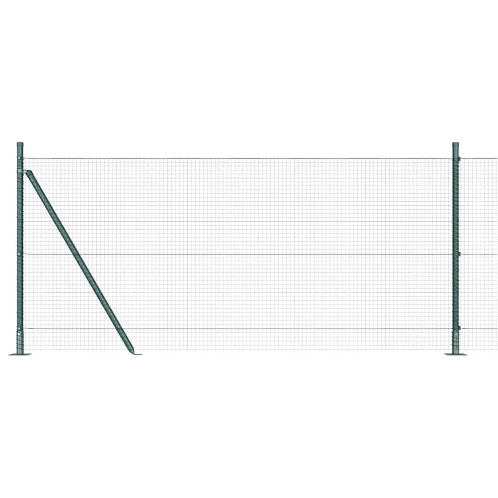 Fence with Posts Green 0.8 x 25 m Steel