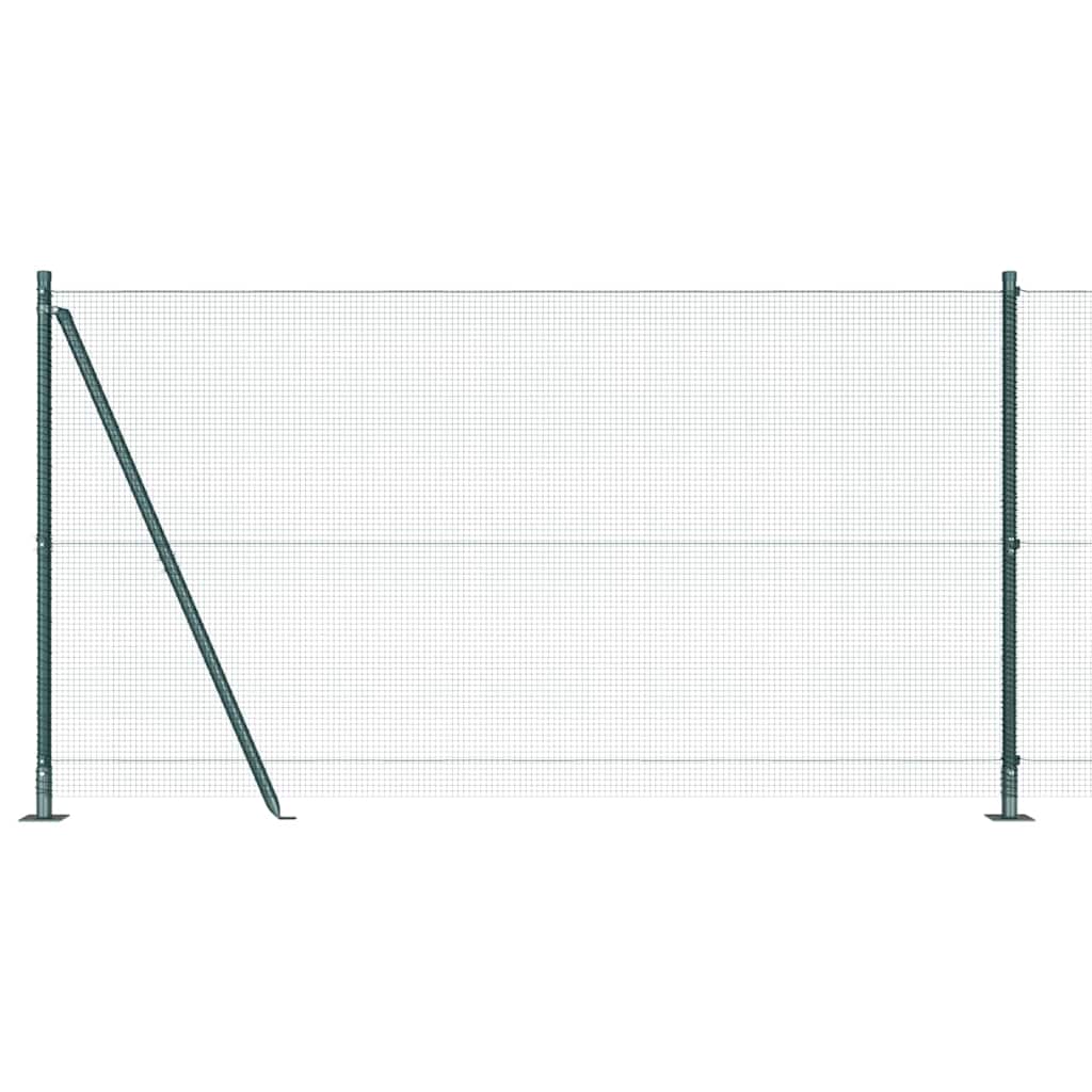Fence with Posts Green 1.2 x 25 m Steel