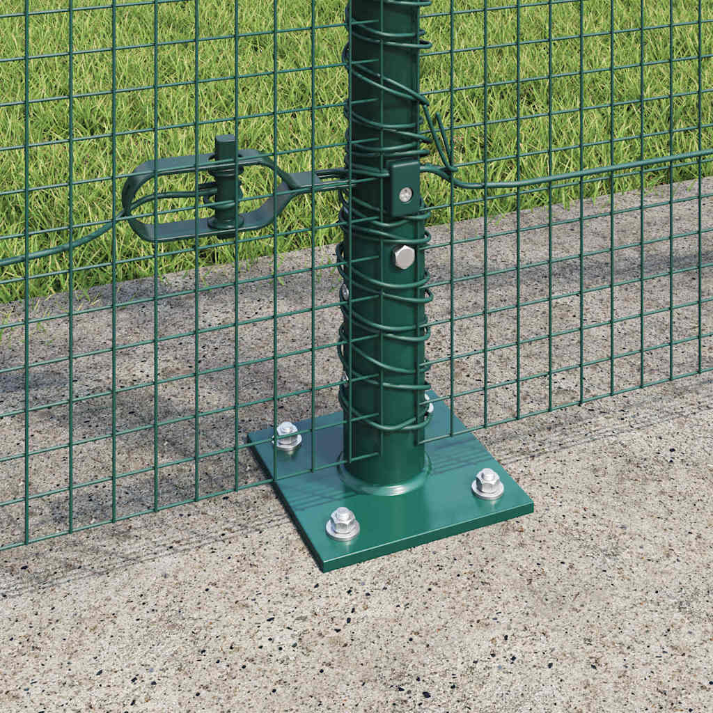 Fence with Posts Green 1.5 x 25 m Steel