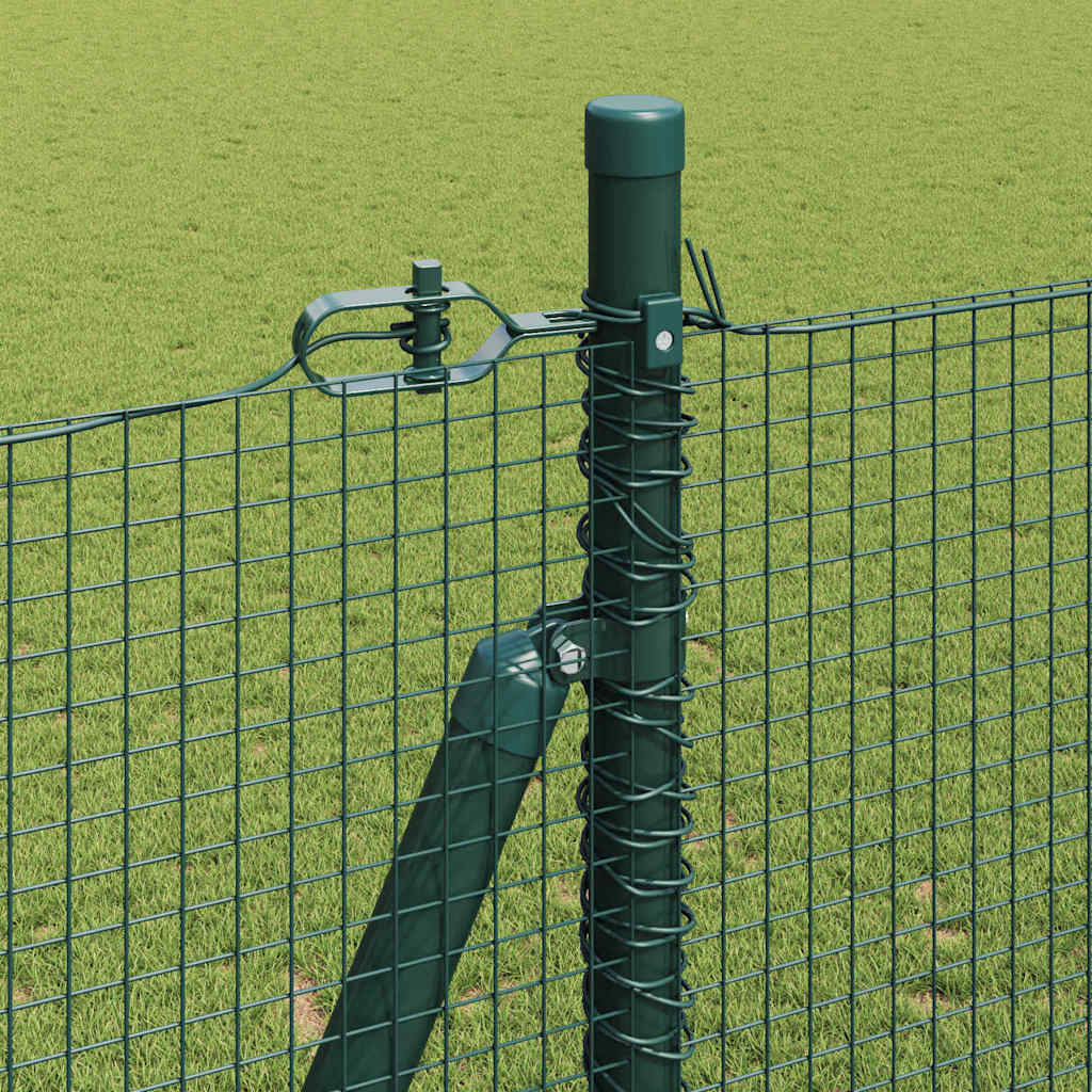 Fence with Posts Green 1.5 x 25 m Steel
