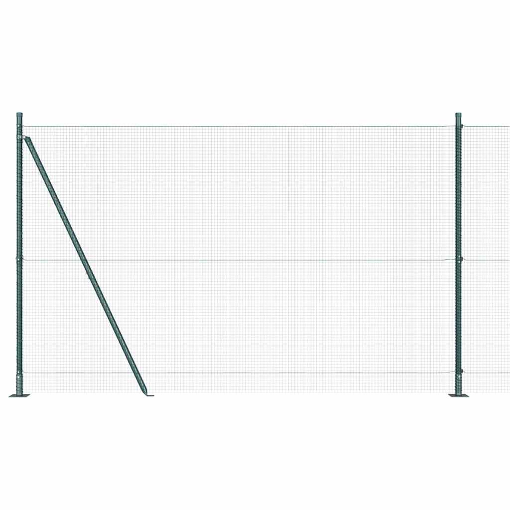 Fence with Posts Green 1.5 x 25 m Steel