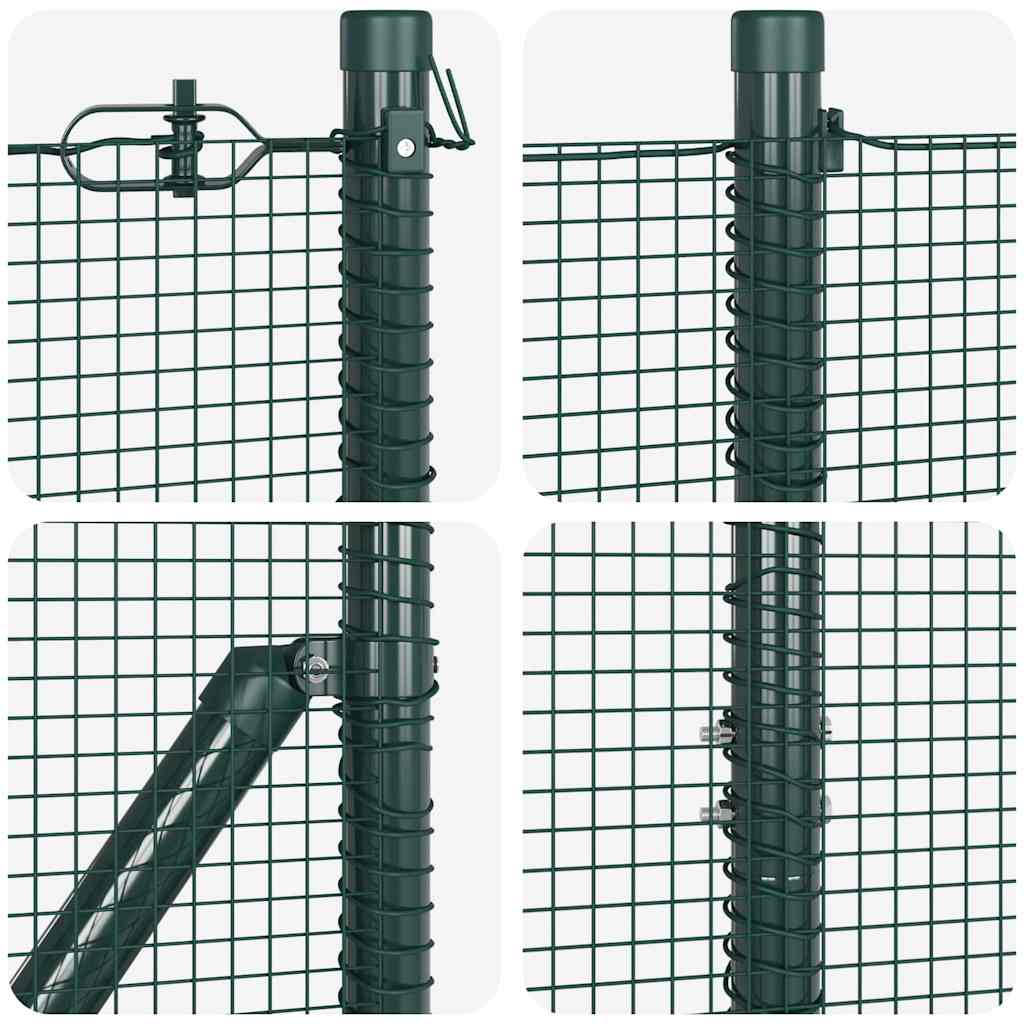 Fence with Posts Green 1.6 x 25 m Steel