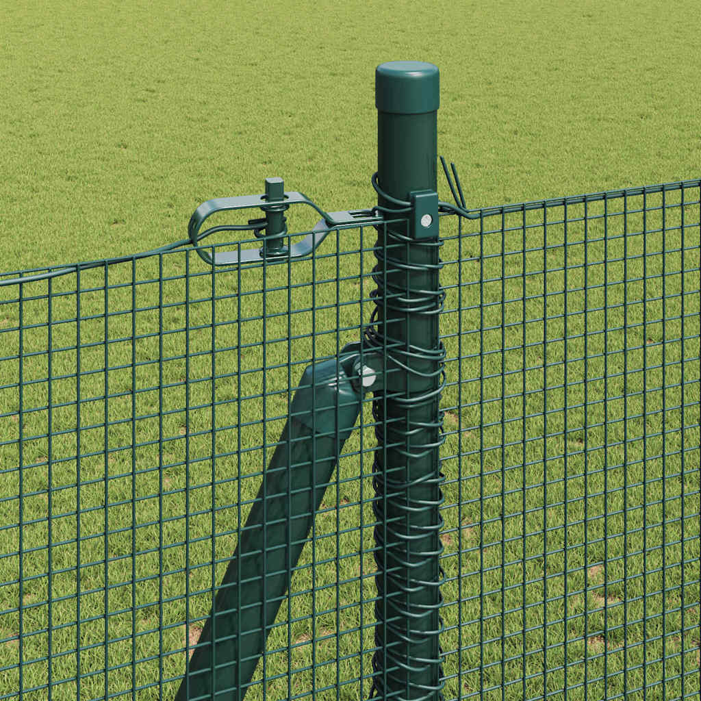 Fence with Posts Green 1.6 x 25 m Steel