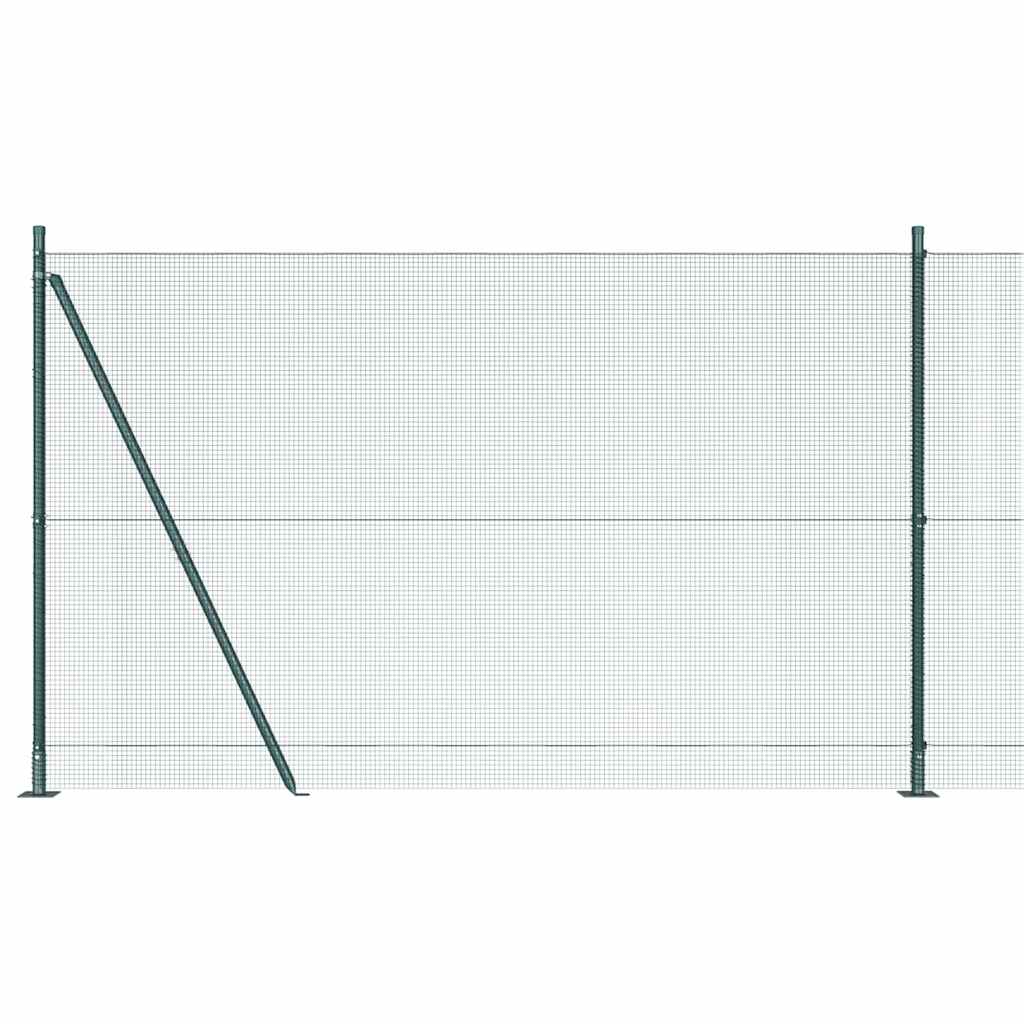 Fence with Posts Green 1.6 x 25 m Steel