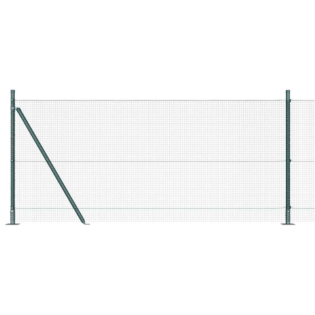Fence with Posts Green 1 x 50 m Steel