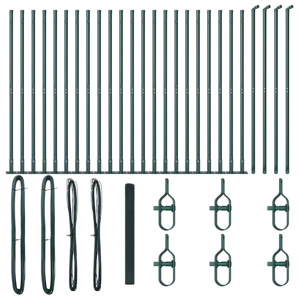 Fence with Posts Green 1.4 x 50 m Steel
