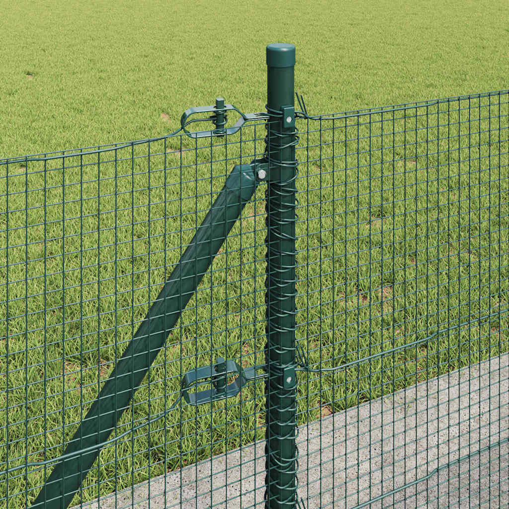 Fence with Posts Green 0.4 x 100 m Steel