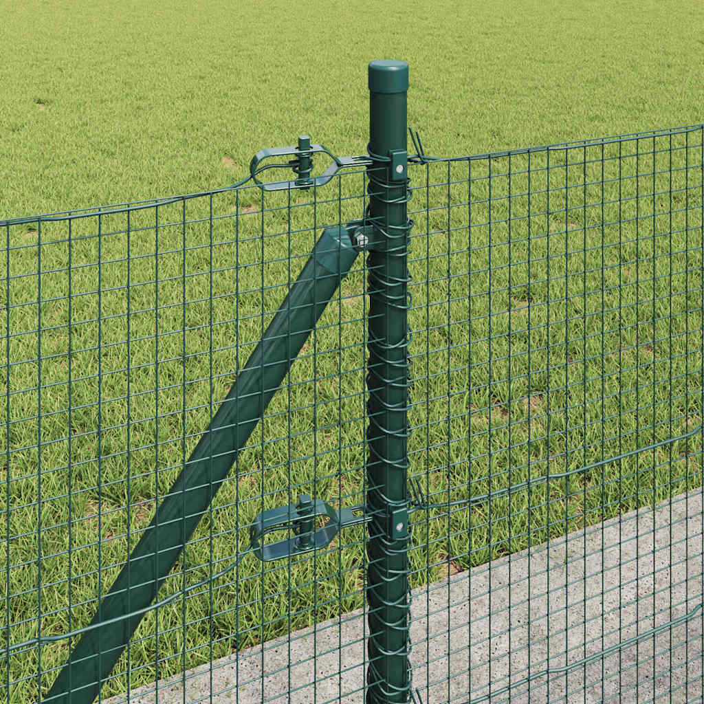 Fence with Posts Green 0.4 x 100 m Steel