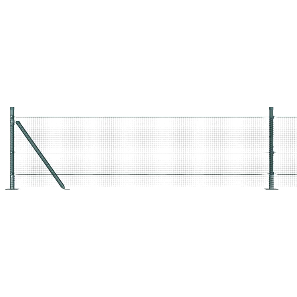 Fence with Posts Green 0.5 x 100 m Steel