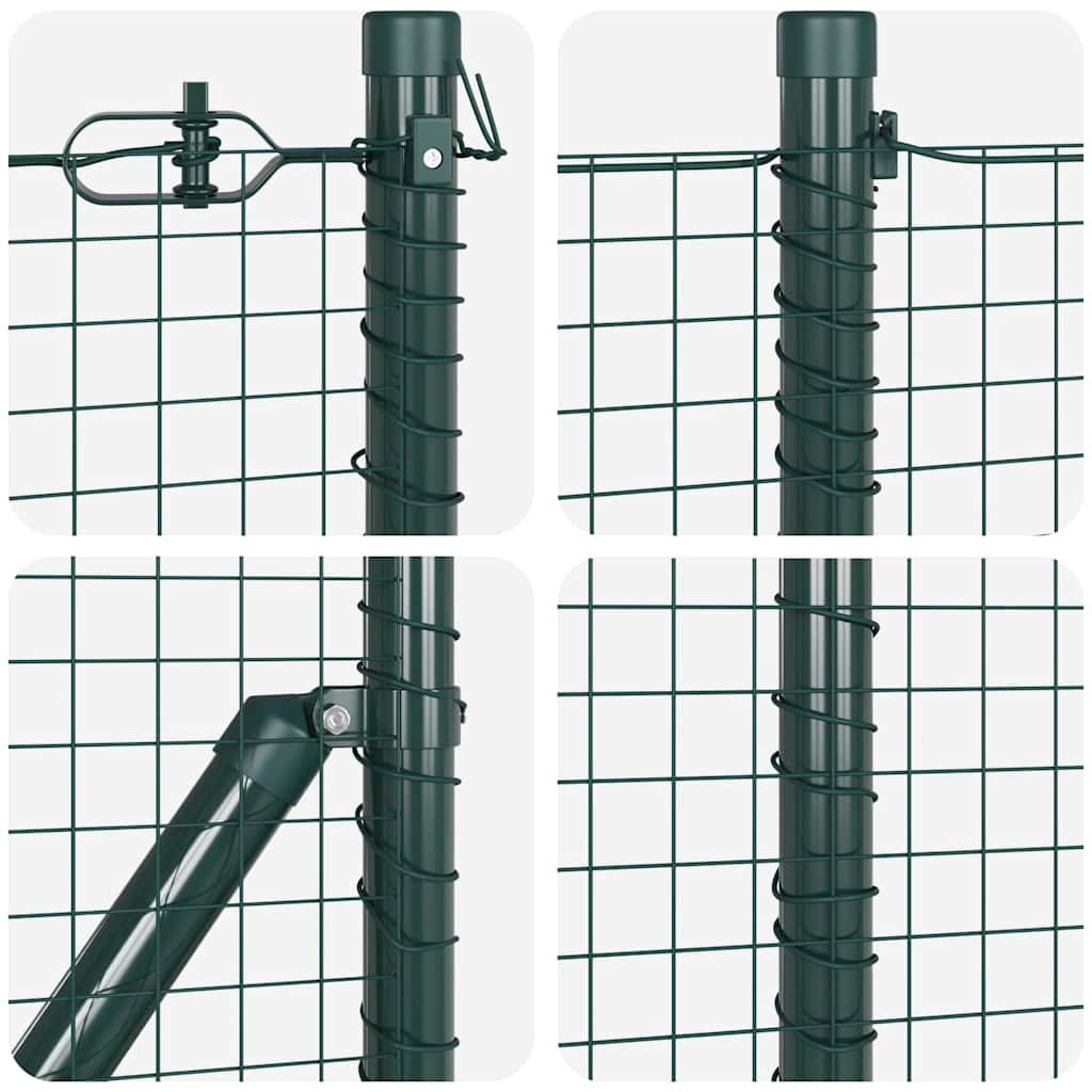 Fence with Posts Green 0.5 x 100 m Steel