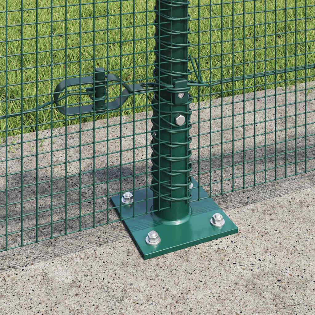 Fence with Posts Green 0.6 x 100 m Steel