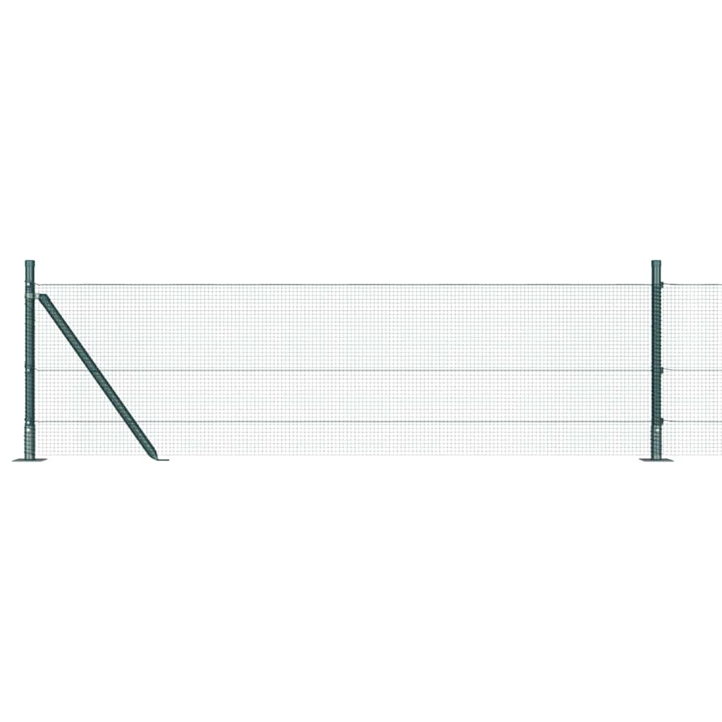 Fence with Posts Green 0.6 x 100 m Steel