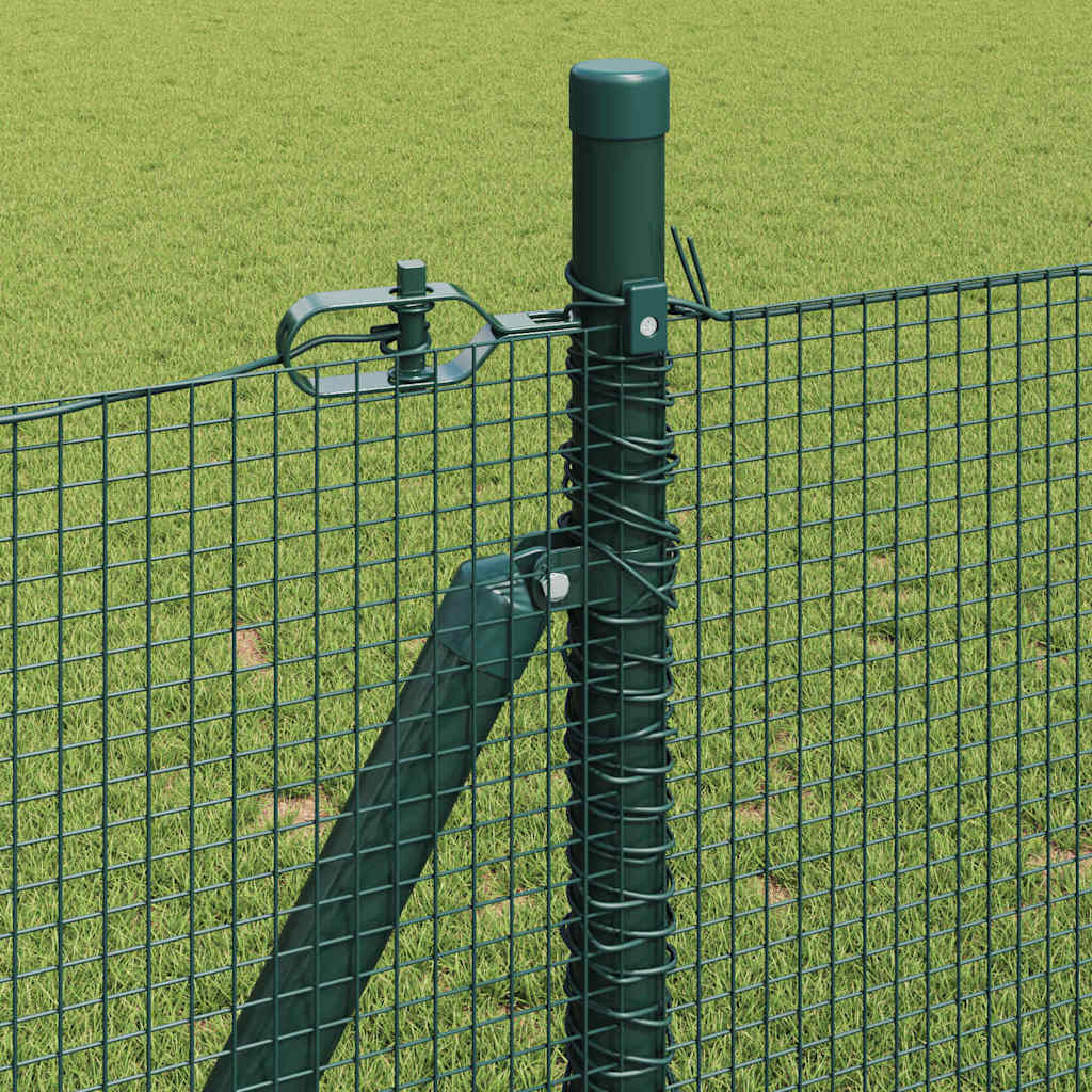 Fence with Posts Green 0.8 x 100 m Steel