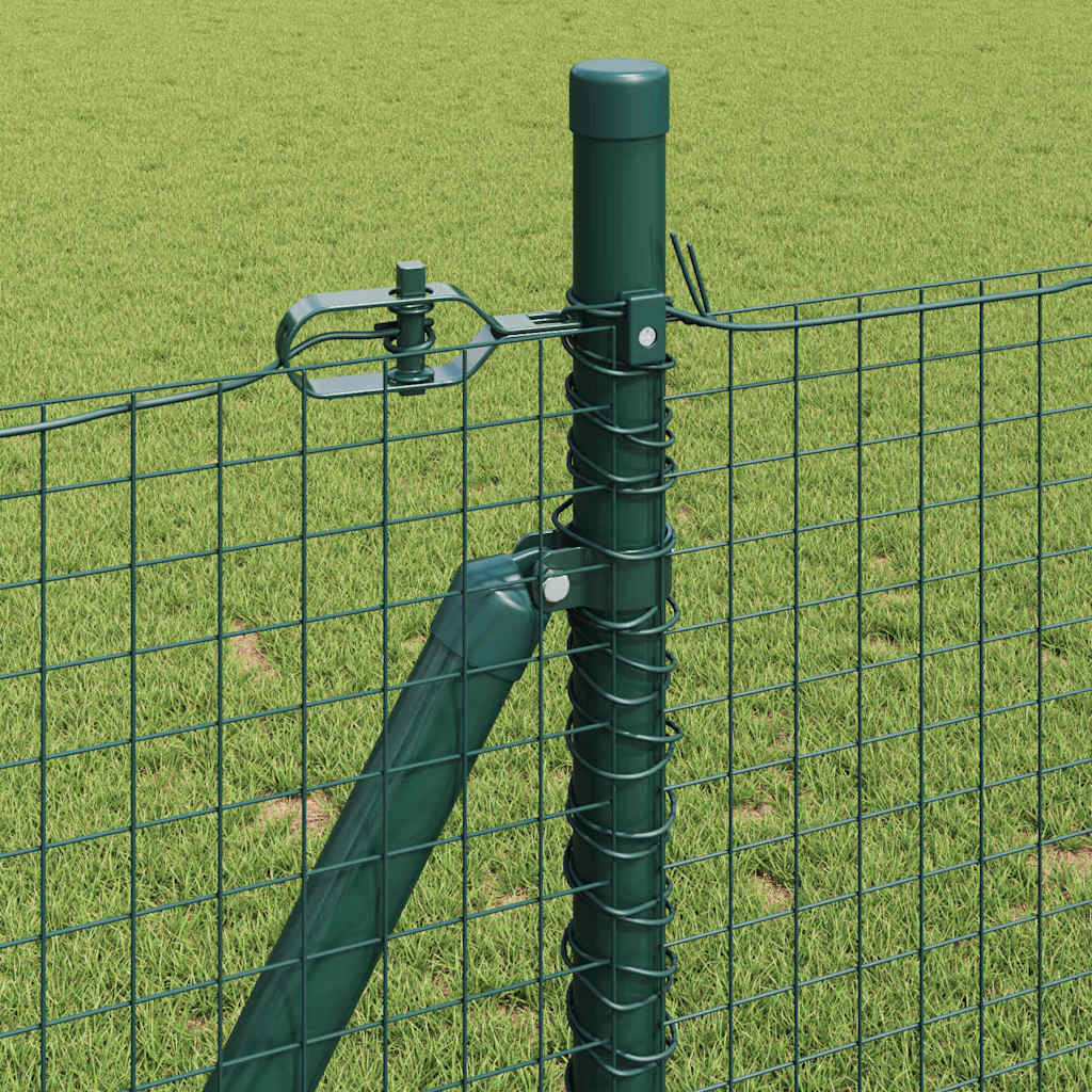 Fence with Posts Green 0.8 x 100 m Steel