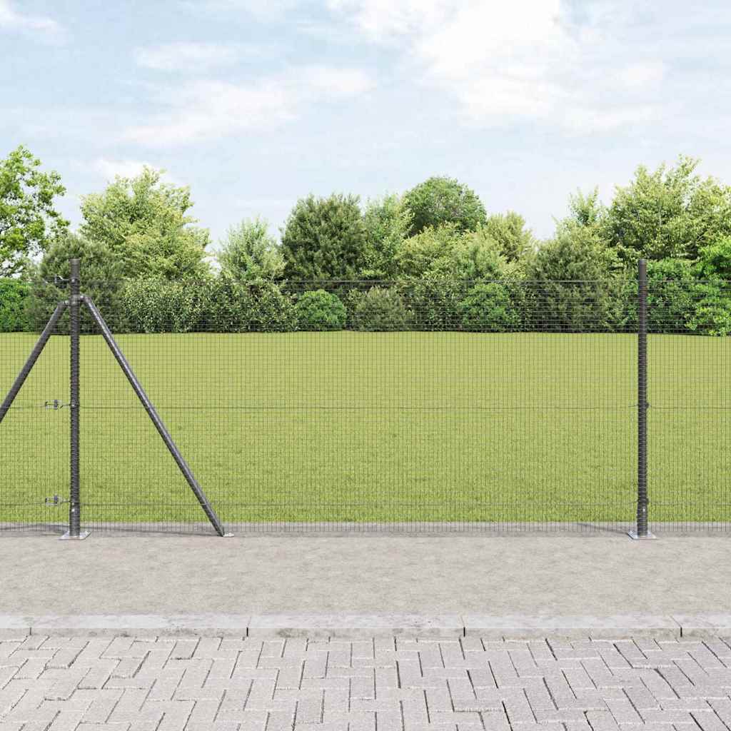 Fence with Posts Grey 0.8 x 10 m Steel
