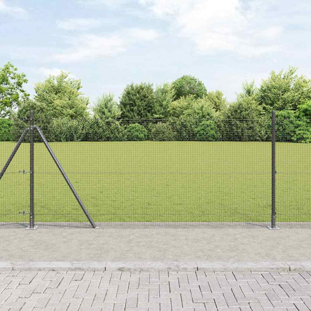 Fence with Posts Grey 0.8 x 10 m Steel