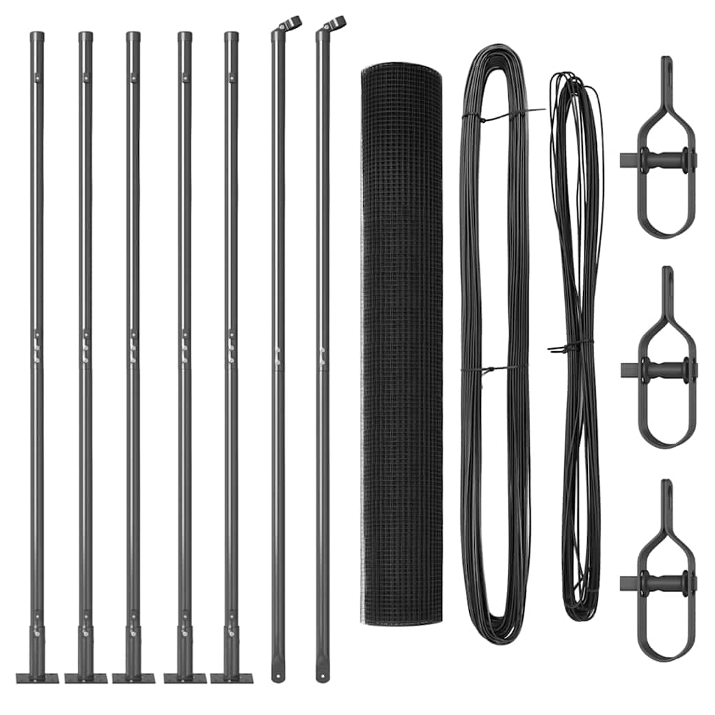 Fence with Posts Grey 0.8 x 10 m Steel
