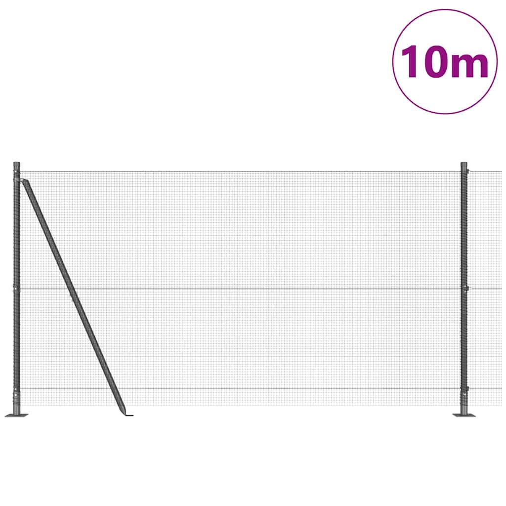 Fence with Posts Grey 1.2 x 10 m Steel