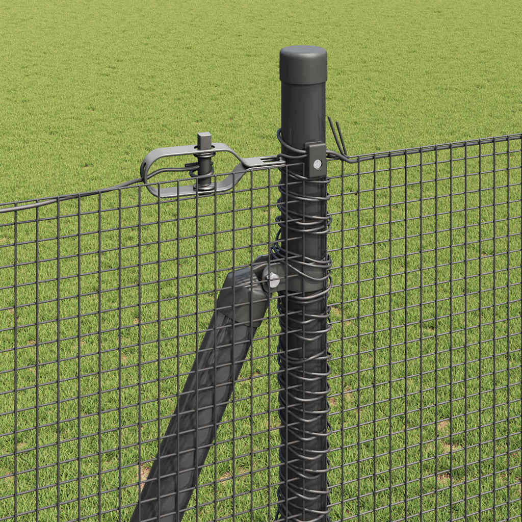 Fence with Posts Grey 1.6 x 10 m Steel