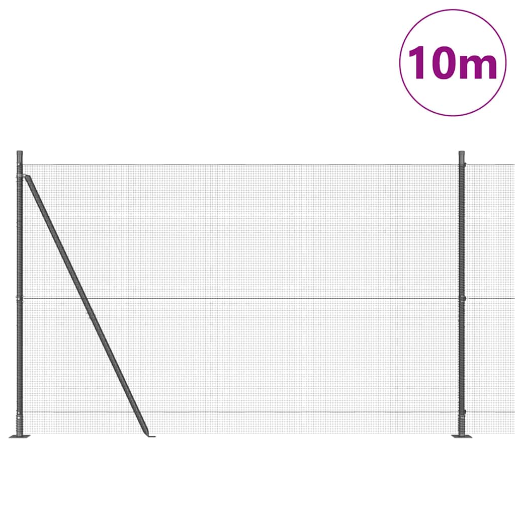 Fence with Posts Grey 1.6 x 10 m Steel