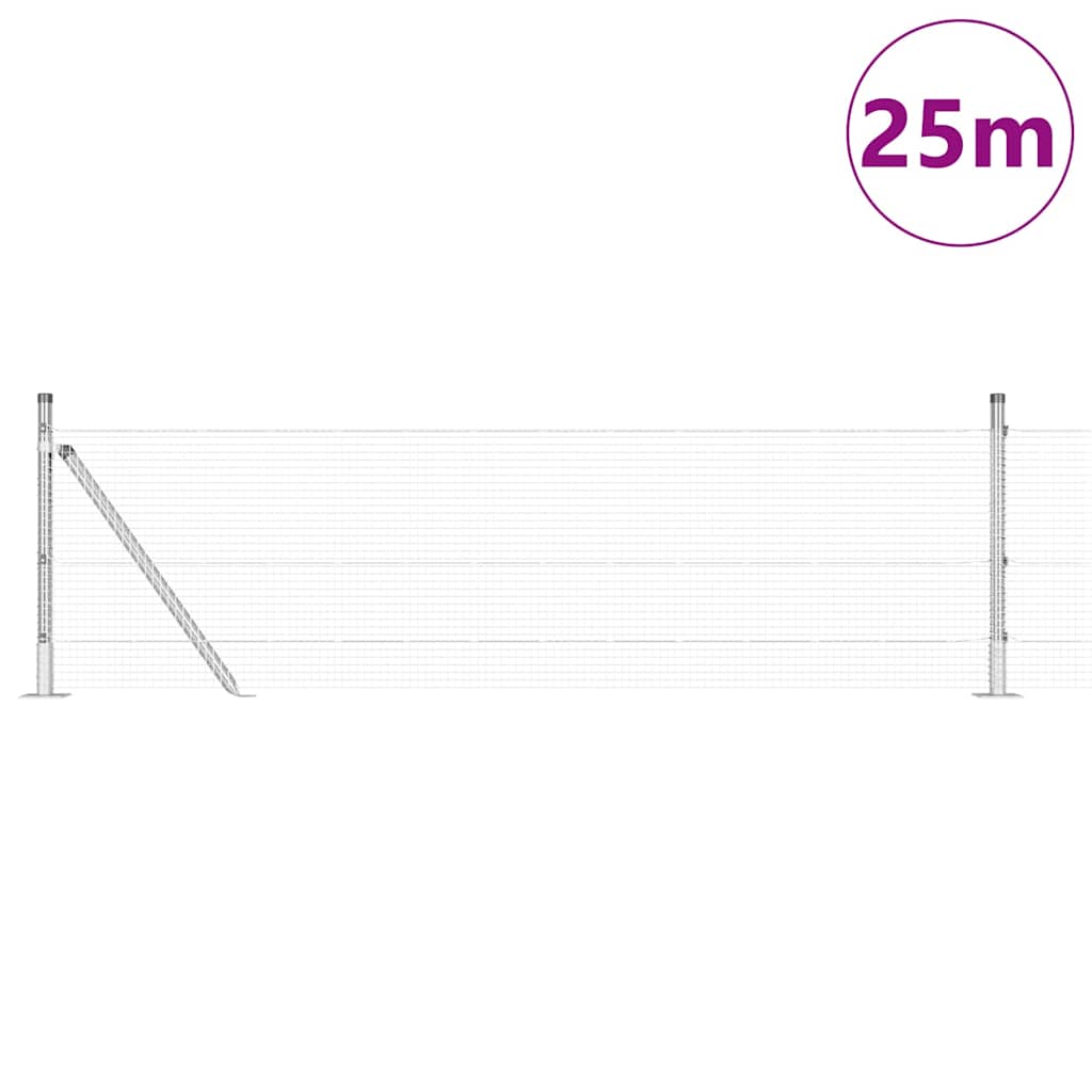 Fence with Posts Grey 0.4 x 25 m Steel