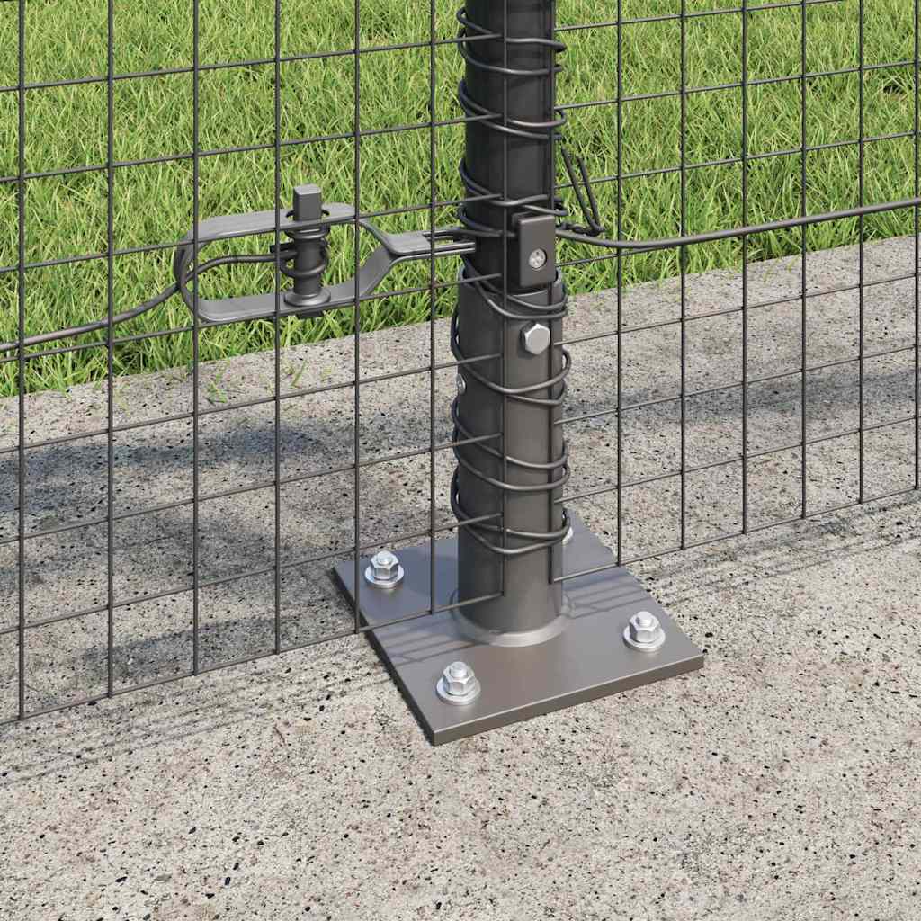 Fence with Posts Grey 1 x 25 m Steel