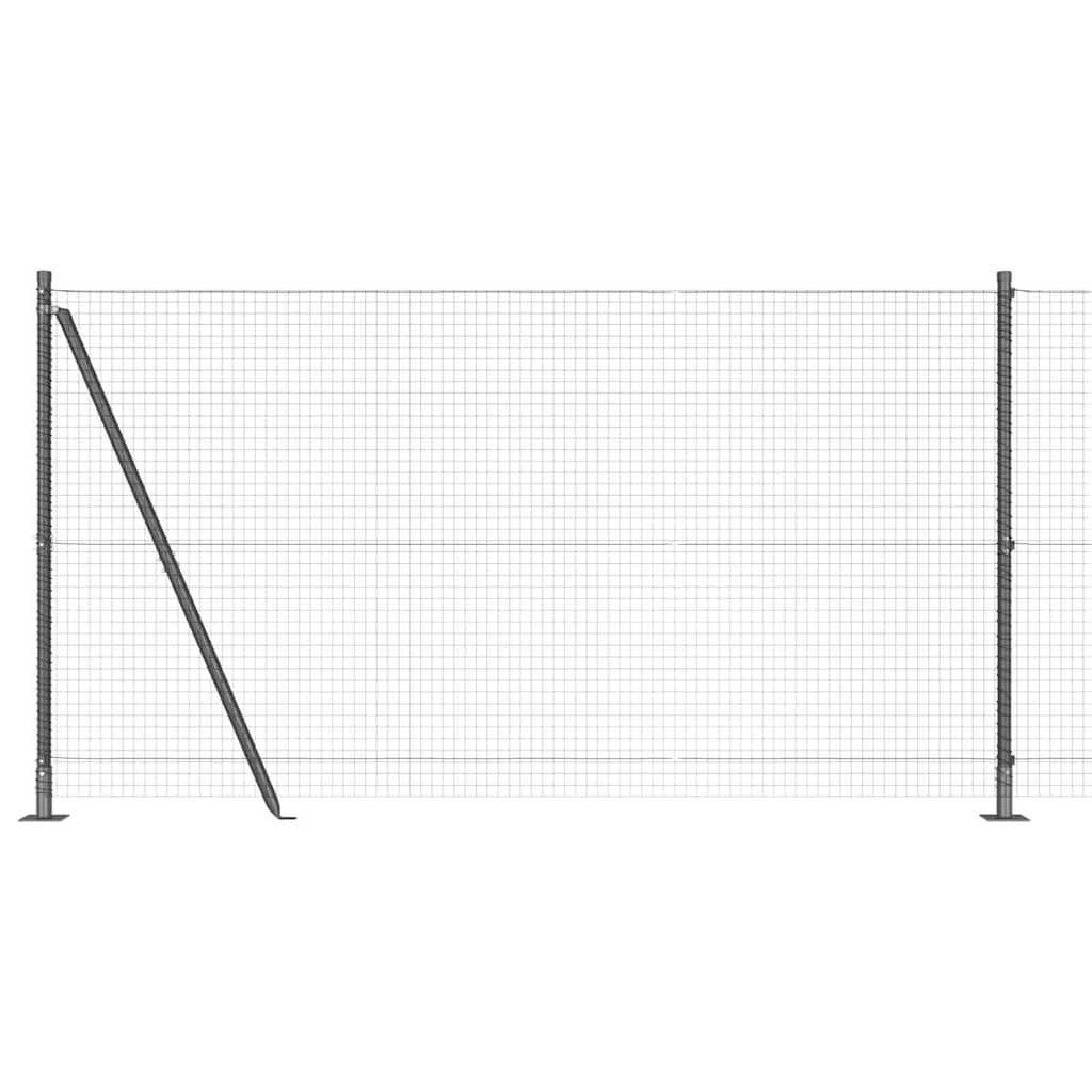 Fence with Posts Grey 1.2 x 25 m Steel
