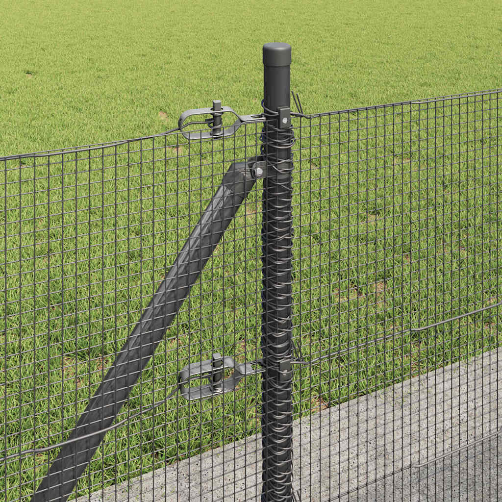 Fence with Posts Grey 0.4 x 50 m Steel