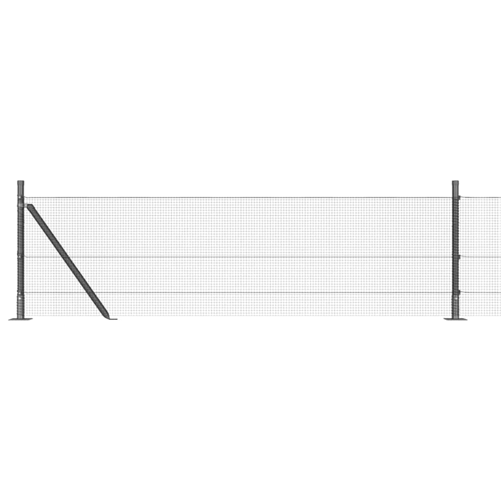 Fence with Posts Grey 0.5 x 50 m Steel