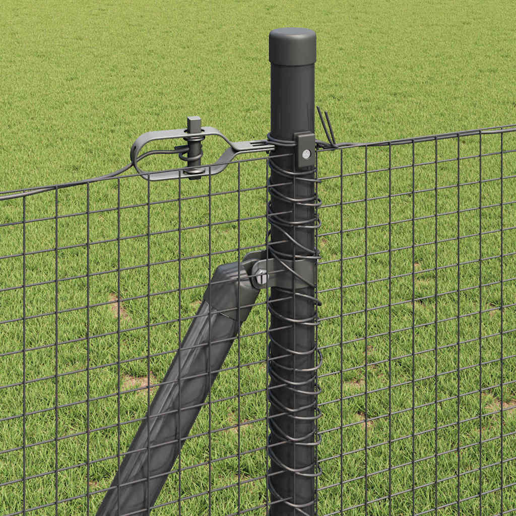 Fence with Posts Grey 0.8 x 50 m Steel