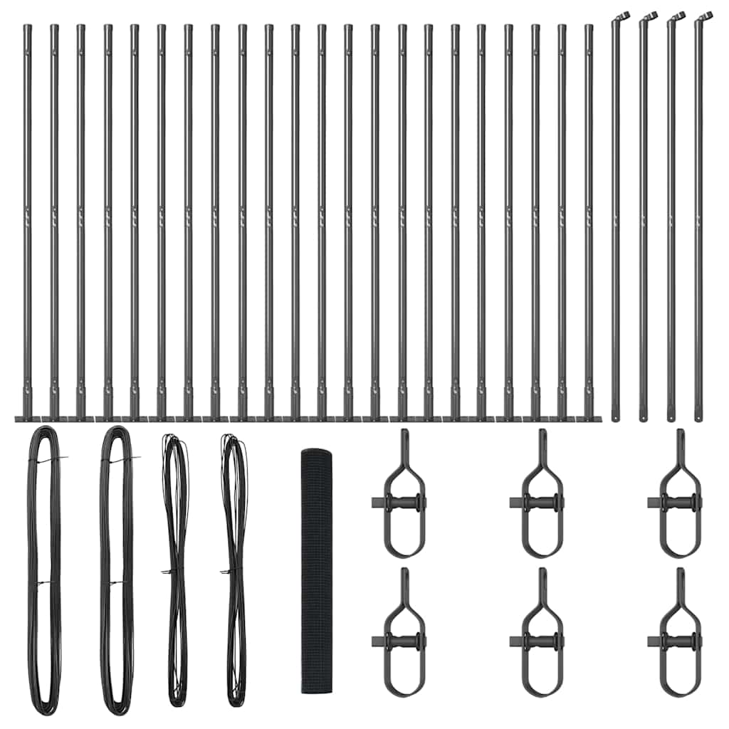 Fence with Posts Grey 1.2 x 50 m Steel