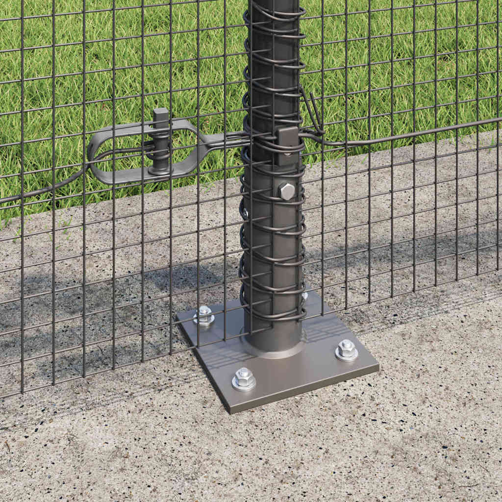 Fence with Posts Grey 0.4 x 100 m Steel