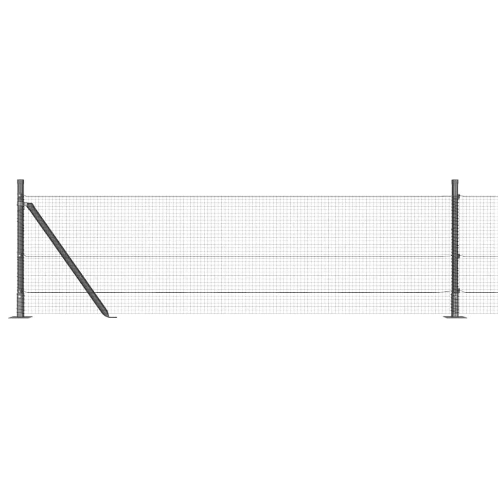 Fence with Posts Grey 0.4 x 100 m Steel