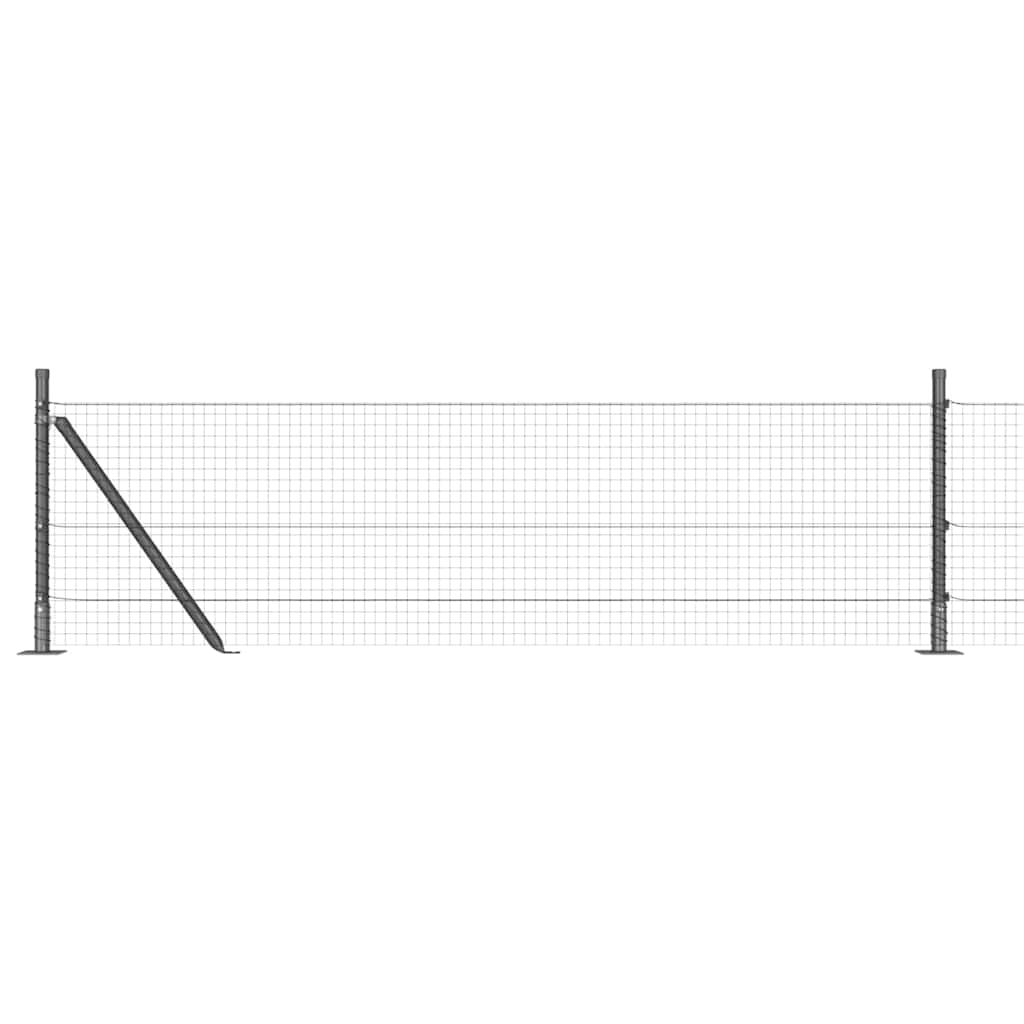 Fence with Posts Grey 0.6 x 100 m Steel