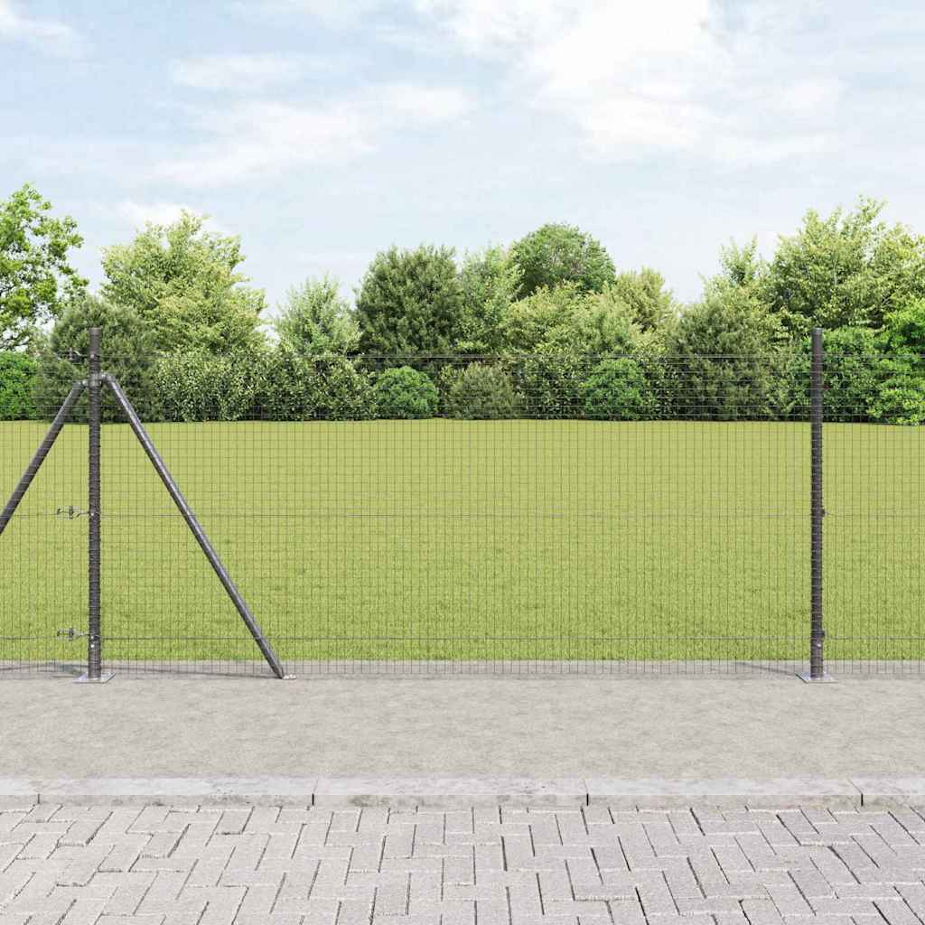 Fence with Posts Grey 0.8 x 100 m Steel