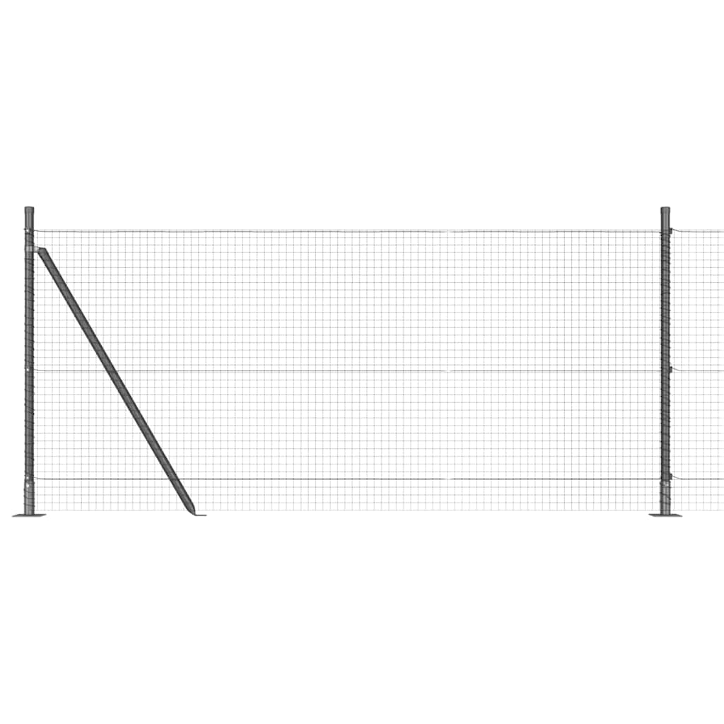 Fence with Posts Grey 0.8 x 100 m Steel