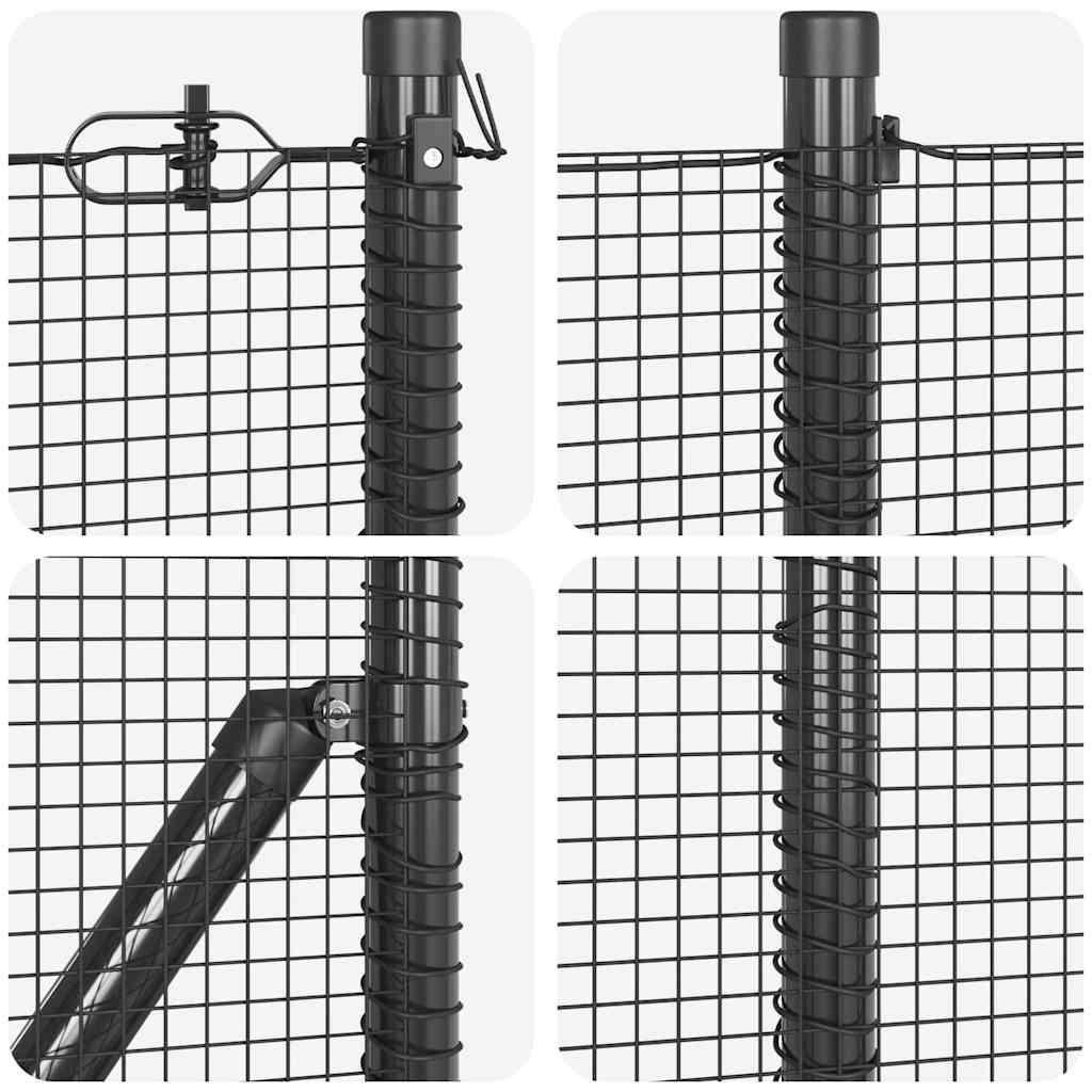 Fence with Posts Grey 1 x 100 m Steel