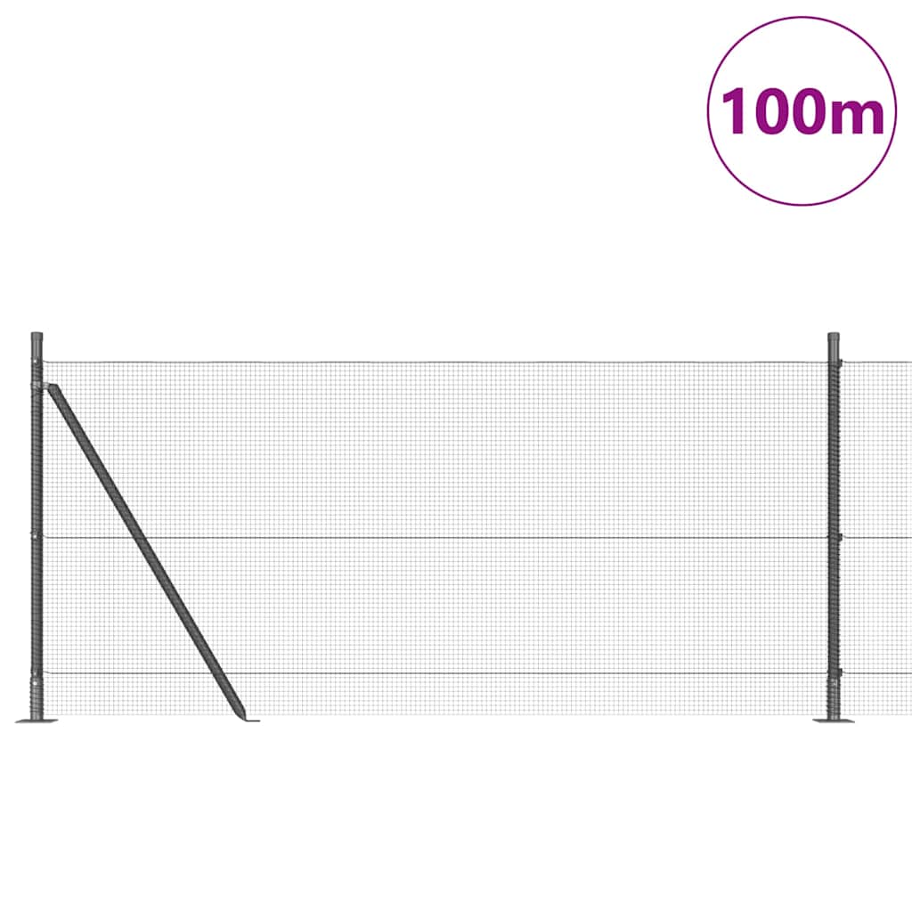 Fence with Posts Grey 1 x 100 m Steel