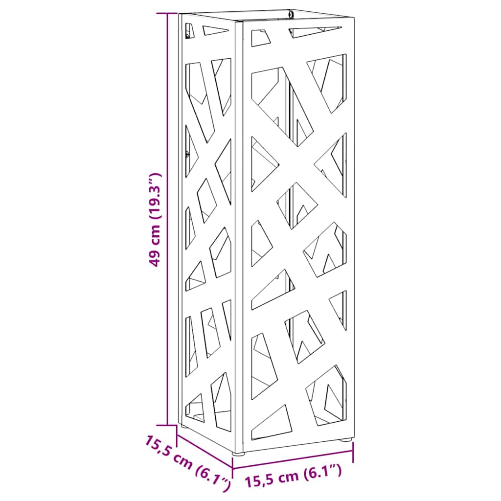 Umbrella Stand Black 15.5 x 15.5 x 49 cm Metal