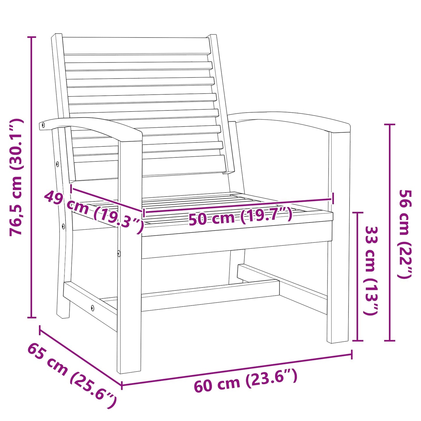 Garden Chairs 2 pcs Natural 60 x 65 x 76.5 cm Solid teak wood