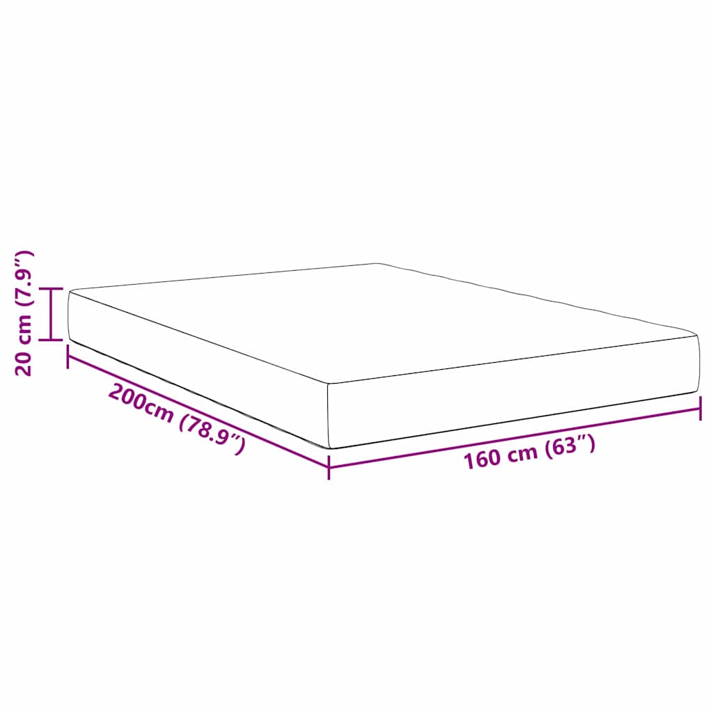 Bed Mattress with Mattress Grey 160 x 200 cm Fabric
