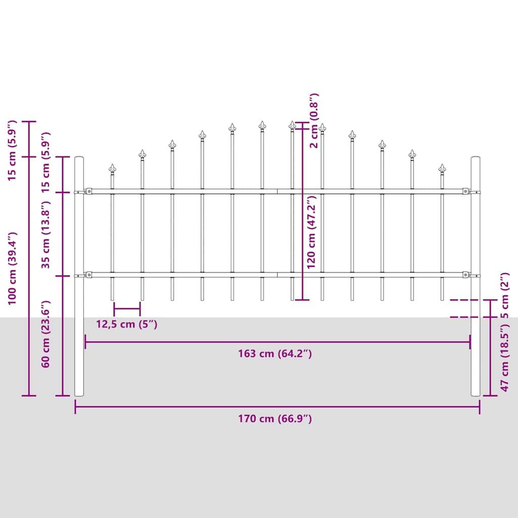 Garden Fence Grey 170 x 75 cm