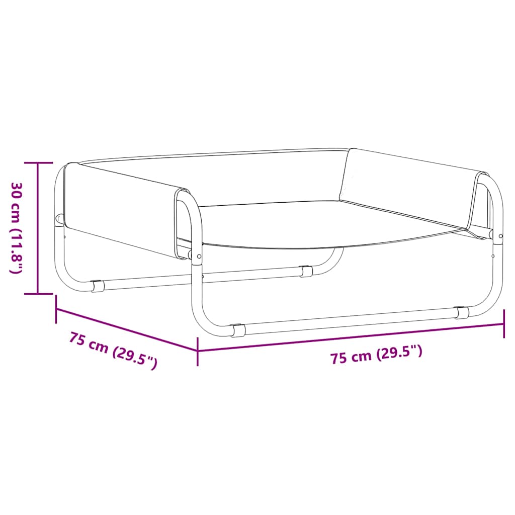 Dog Bed Black ML Oxford Fabric and Steel