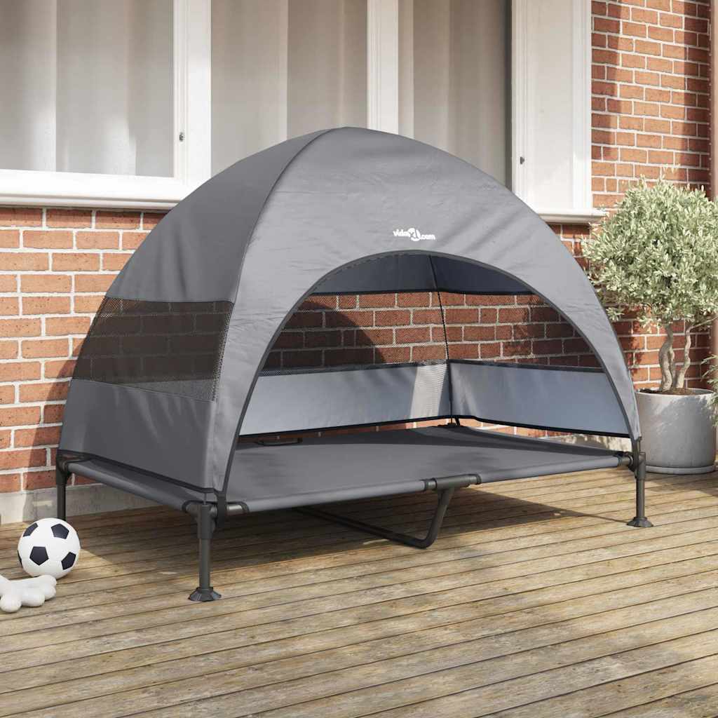 Raised Dog Bed Light grey 127 x 81 x 108 cm Fabric and Steel
