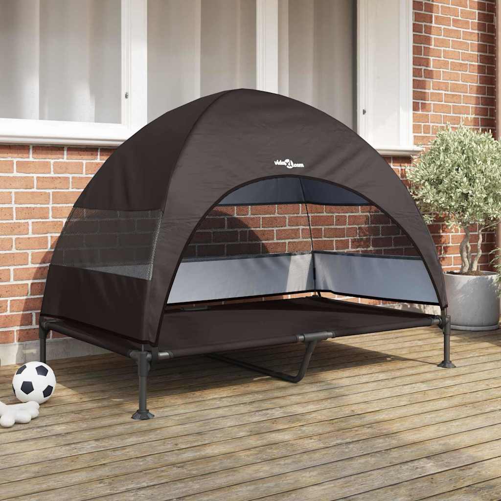 Raised Dog Bed Folding Brown 127 x 81 x 108 cm Fabric and Steel