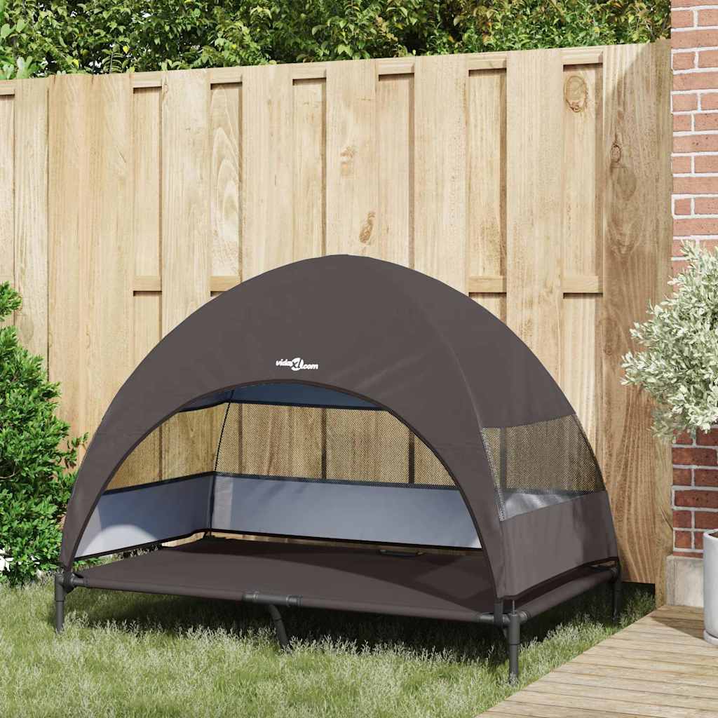 Raised Dog Bed Folding Brown 127 x 81 x 108 cm Fabric and Steel