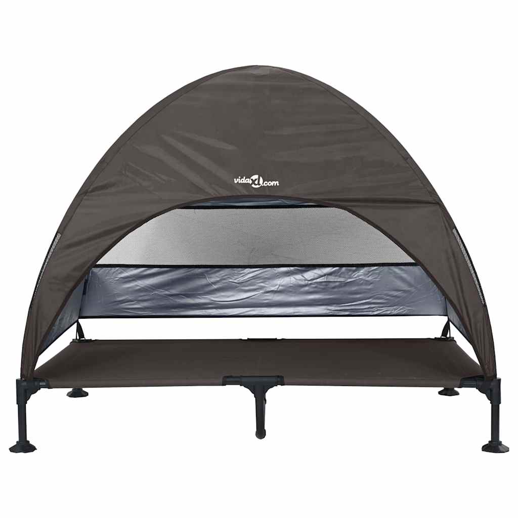 Raised Dog Bed Folding Brown 127 x 81 x 108 cm Fabric and Steel