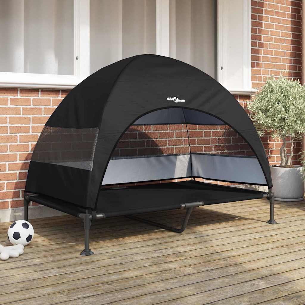 Raised Dog Bed Folding Black 127 x 81 x 108 cm Fabric and Steel
