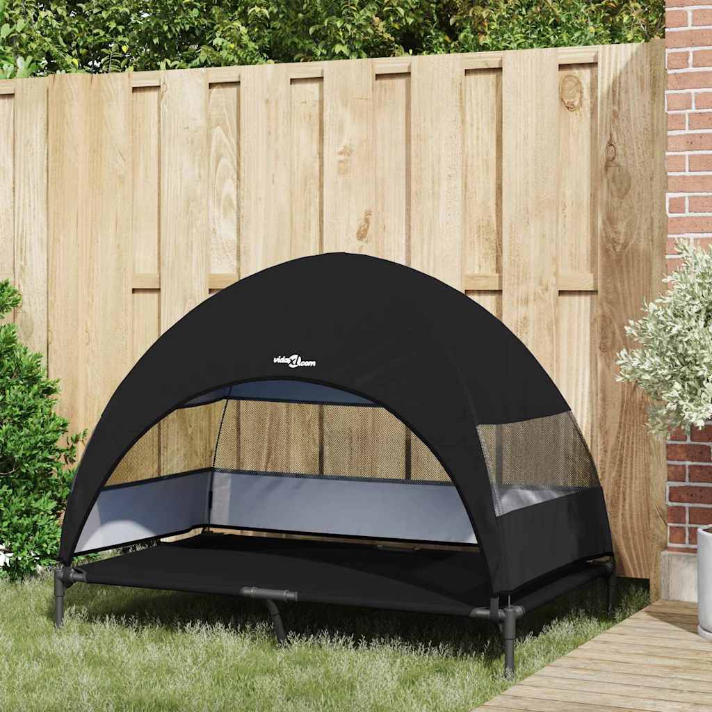Raised Dog Bed Folding Black 127 x 81 x 108 cm Fabric and Steel